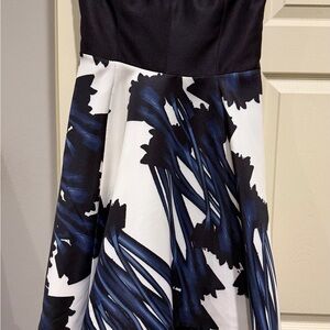 Halston Heritage Black and Blue Strapless Dress